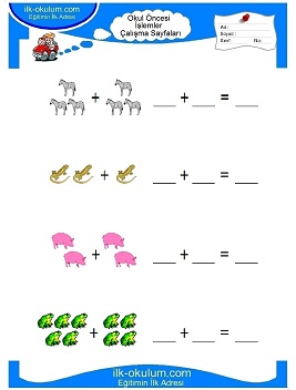 Çocuklar İçin toplam işlemi yaprak testleri 